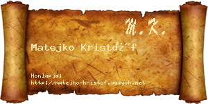 Matejko Kristóf névjegykártya